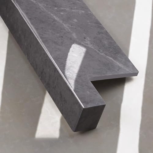 Window Sill Cover Gray Window Sill Replacement Board with Marble Textures, Composite Acrylic Window Sill Extender Cover for Wrapping, Tile Finish Window Cill Nosing Bay(190X30cm (74 3/4X11 3/4))