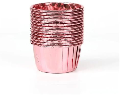 Cupcake Paper Cup 100PCS Aluminum Foil Muffin Cupcake Paper Cups Gold Silver Cupcake Liner Baking Cups Tray Cases Wedding Cupcake Wrapper Greaseproof Paper Baking Cups(Rose Gold)