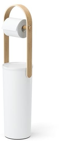 Umbra Bellwood Toilettenpapierständer Halter mit Reserve-Ablagefach für 3 Rollen, Weiss/Natur