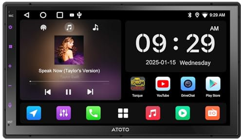 ATOTOLIFE A5L Autoradio 2 Din Android, 7 IPS Écran Tactile Poste Radio Bluetooth avec Android Auto & CarPlay sans Fil, GPS Navi, Tethering WiFi/USB, 24 EQ DSP, 2G+32G, AM/FM/RDS, MirrorLink