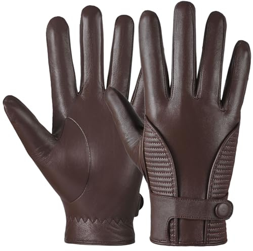 GSG SINCE 1998 Handschuhe Herren Leder gefüttert aus Schafsleder | Lederhandschuhe Herren, chromfrei gegerbt, warmes Kaschmir-Wollfutter und Touchscreen für Auto und Alltag