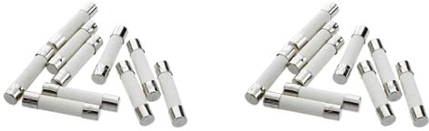 GIWFBQTR 20 Pieces Ac 250V 15A 6X30Mm Coup Cylindrique Fusibles de Tube en Ceramique Blanc+Argent