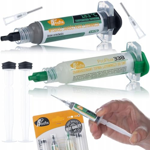 Rosfix Set Saldatura ProFlux 338 – Pasta Saldante con Stagno Liquido 183°C, 2 Pistoni, 2 Aghi | Alta Precisione per PCB, BGA, GSM | Accessorio Elettronica Professionale
