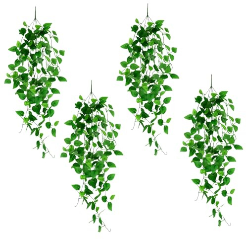 FelRelWel Artificial Vine Plants for Outdoor,2 Pcs Fake Plants Golden Pothos for Front Porch Decor Wedding Corridor Yard Gardens Patios Balconies Faux Decorations