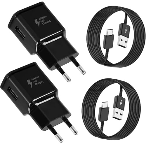 2er Pack USB C Ladegerät mit Ladekabel 1,5m für Samsung Galaxy S22 S21 S20 | S10+ S10e S9 S8 A57 A56 A55 A54 A53 A37 A36 A35 A17 A16 A15 A14 A05s Handy Schnellladegerät Schnellladekabel Netzteil Stecker