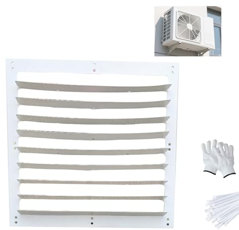 Griglia di Ventilazione Rettangolare Bianca, Deflettori Climatizzatore, Copri Motore Condizionatore Esterno Anti-soffiaggio Diretto per Acciaio Zincato(48x48cm/19x19in)