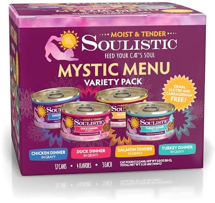 Soulistic Moist and Tender, Mystic Menu Variety Pack, 3oz Can, Pack of 12