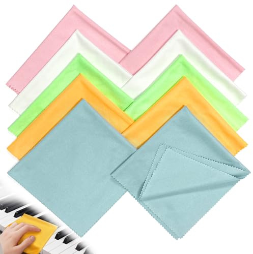 10 Paños Microfibra Instrumentos Musicales 30 × 30 cm | Para Limpiar Piano, Teclado, Guitarra, Violín e Instrumentos de Viento