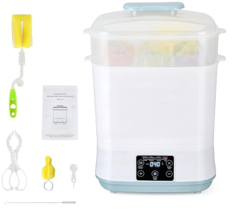 Helangel Baby Bottle Steam Sterilizer and Dryer, 5-in-1 Functions (Sterilize/Dry/Warm), Holds 6 Bottles, Comes with Cleaning Accessories, Food-Grade BPA-Free PP Material