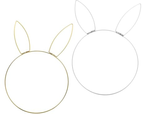 LOORGVEL Hasenkopf Eisenringe Selbstgemacht 2 Stück Freundlich und Vielseitig von Wänden und für Osterkranz Befestigung zum Basteln und Dekorieren
