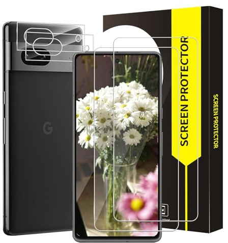 Cable Leader 2+2 Pack Verre trempé pour Google Pixel 7A 5G, Dureté 9H Vitre Protection, Caméra Protecteur, Couverture 2.5D, sans bulles, Haute Sensibilité, Haute définition Pixel 7A Protection écran