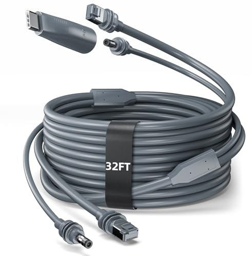 Cable para Starlink Mini Ethernet con cable de alimentación, 32 pies/10 m | 3 en 1, RJ45 a RJ45/CC a CC/CC a C, extensión impermeable de repuesto para accesorios de cable para Starlink Mini