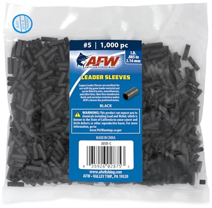 AFW American Fishing Wire Single Barrel Crimp Sleeves, Size #5/.085, Black, 1,000 pc