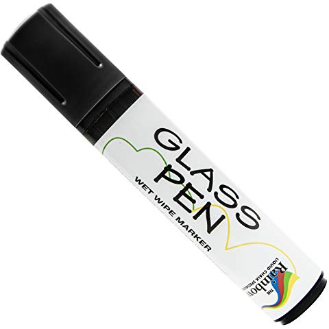 RAINBOW CHALK MARKERS LTD Glass Pen - Large 15mm Black For Writing on WINDOWS | Graduation, Car Windows, Mirror Pen, Storefront, Wedding, Parade, Party & Holiday - Whiteboard Markers with Washable Paint