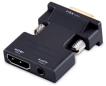 Tendak Active 1080P Female HDMI to VGA Male Converter Adapter Dongle with 3.5mm Stereo Audio portable HDMI Connector for Laptop PC PS3 Xbox STB Blu-ray DVD TV Stick