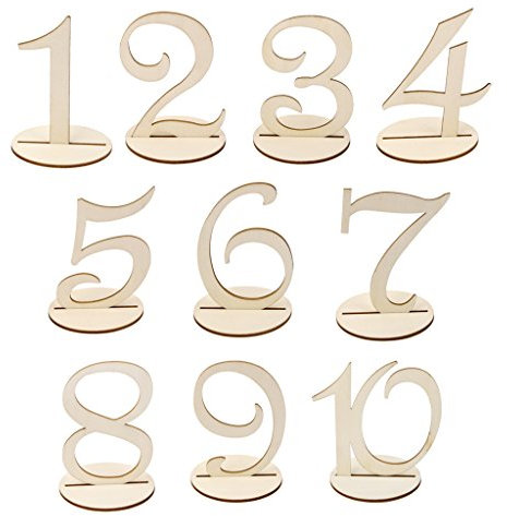MagiDeal Holz 10cm Tischnummern 1-10 Basis-Set Hochzeit Geburtstagsparty Französisch