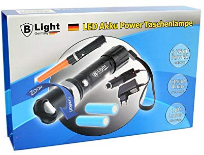 Profi Cree LED Torch Flashlight SWAT with Zoom Function | incl. battery + Mains + Car Charger