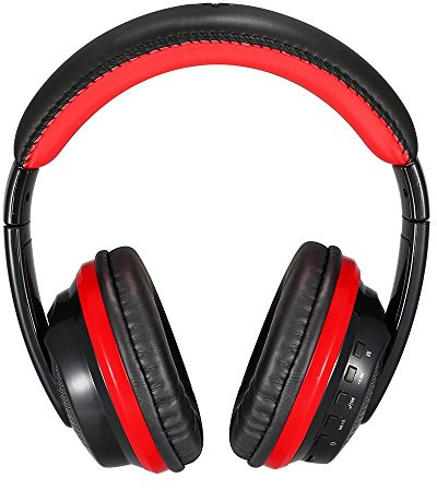 OVLENG MX666 Wireless Bluetooth Stereo Headphone Gaming Headphones Over-Ear APT-X Bluetooth 4.0 Hands-free with Mic Headset FM/TF Card 3.5mm AUX Earphone for Smart Phones PC Laptop Desktop (Red)