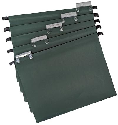 Cathedral Products A4 Green Manilla Suspension Files with Clip on Index Tabs and Inserts - Pack of 20
