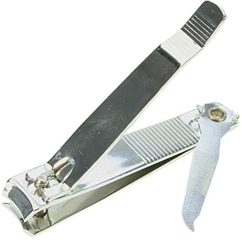 GROSSER Nagelknipser XXL 8cm vernickelt # Elina med # für Fußpflege # Pediküre # 3in1: Nagelschneider, Nagelreiniger, Nagelfeiler