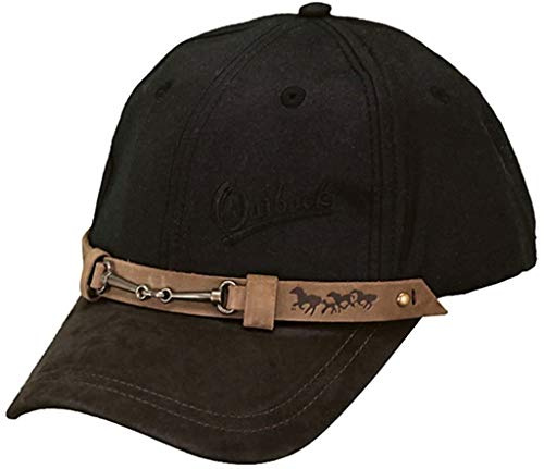 Outback Trading Company Unisex 1482 Waterproof 6-Panel Breathable Cotton Oilskin Equestrian Baseball Cap, Black, One Size