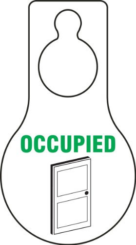 Accuform TAD608 Plastic Shaped Door Hanger Tags, LegendOccupied with Graphic, 9 Length x 5 Width x 0.015 Thickness, Green/Black on White (Pack of 10)