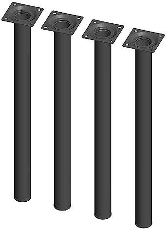 Element System 4 Stück Stahlrohrfüße rund, Tischbeine, Möbelfüße inklusive Anschraubplatte, Länge 50 cm, Durchmesser 30 mm, 4 Farben, 11 Abmessungen, schwarz, 11100-00058