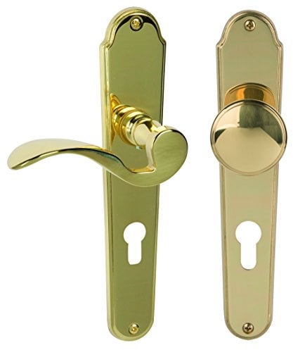 Alpertec 32212403 Panda-LS Messing poliert PZ Drückergarnitur Türdrücker Türbeschläge Neu, für Wohnungseingangstüren DIN Links