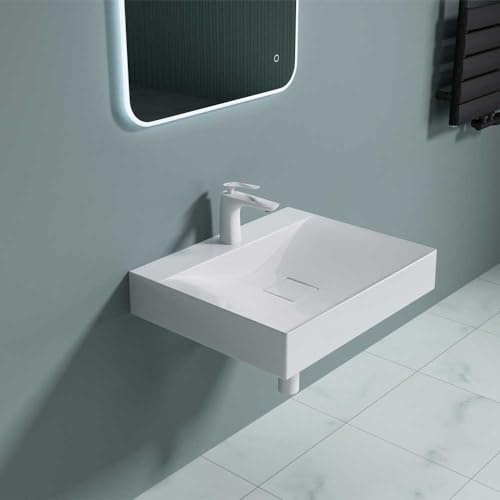 Durovin Bathrooms Luxurious Stone Resin Bathroom Basin - Wall Hung Or Countertop Mount Bathroom Sink - Concealed Waste - Width 600mm