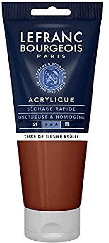 Lefranc Bourgeois 300351 Fine Acrylfarbe - Siena Gebrannt, 200ml Tube, cremige Acrylfarbe auf Wasserbasis, schnell trocknend, lichtecht, wasserfest