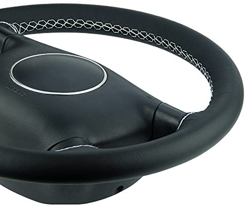 L&P A271-2-G3 Lenkradhülle Lenkradbezug Echtleder Lenkrad Bezug passgenau geschneidert (Naht weiß)