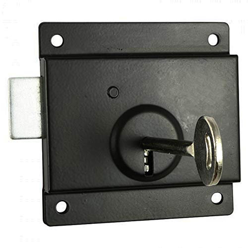 TIMCO Black Antique 4 Pressed Rim Lock - Surface Mounted Shed Door & Gate Deadlock