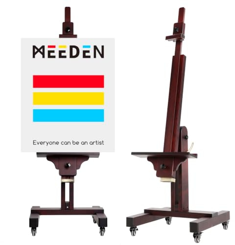 MEEDEN Grand chevalet de peinture en bois: Chevalet de studio professionnel | avec hauteur réglable de 185cm à 250cm - Chevalet de sol robuste pour adultes, Peut accueillir des toiles jusqu'à 180cm