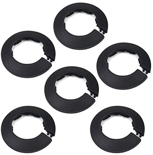 MroMax Passend für 4,2 cm Außendurchmesser, Flansch, Wasserrohrabdeckung, Dekoration, schwarze Rohrabdeckung, Heizkörper, PP-Kunststoff, 43 mm, Rosettenmanschette für Wandrohr, Rohrdekoration, 6 Stück