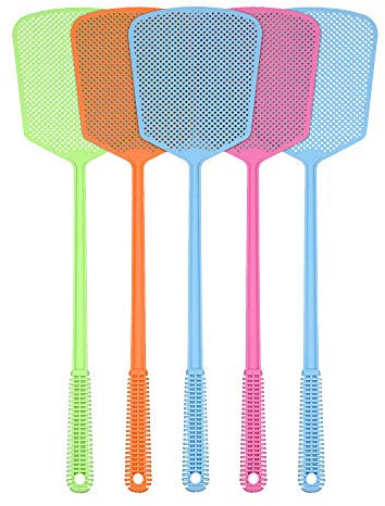 Fly Swatter, 5 Pack Fly Swat Insect Mosquito Wasp Pest Control with Strong Handle Heavy Duty, Multi Pack Plastic Manual fly Swatters
