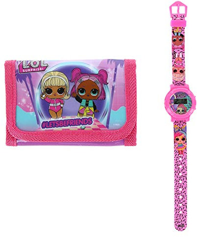 Textiel Trade Kid's LOL Surprise Geldbörse und Uhr Set für Kinder, Rosa
