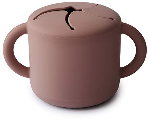 mushie Snack Taza de Silicona | Fiambrera Infantil para Llevar | Antiderrame y Resistente al Lavavajillas y al Microondas | Caja de Aperitivos Segura para Niños Pequeños y Niñas | Cloudy Mauve