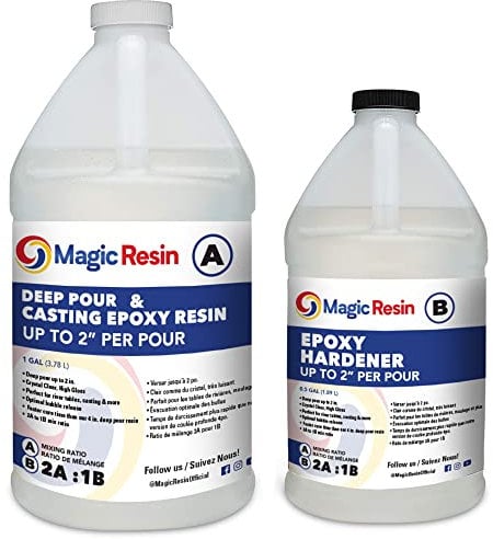 Magic Resin | 1.5 Gallon (5.7 L) | 2'' Deep Pour & Casting Epoxy Resin Kit | Low VOC & Low Odor | Crystal Clear | For River Tables, Deep Pour, Casting, Molding, Jewelry, Crafting & More