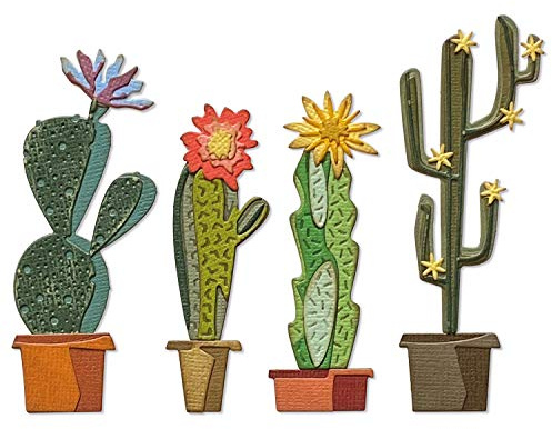 Sizzix Thinlits Stanzschablonen, 9PK, Funky Cactus von Tim Holtz, 665365