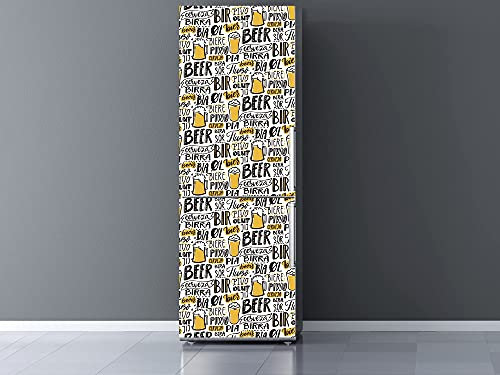 Oedim Vinilo para Frigorífico Cerveza en Varios Idiomas 185x60cm | Adhesivo Resistente | Pegatina Adhesiva Decorativa de Diseño Elegante