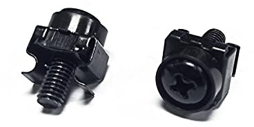 Monoprice M6 x 16mm Server Rack Mount Cage Nuts, Screws and Washers (50 Sets) Zinc Plated, Black, for Cabinet or Server Racks Tapped with 12/24 Universal Square Hole Rails