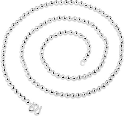 Bishilin Herren Halskette Silber 925, 4MM Bead-Kette mit Hakenverschluss Silber Kette 60CM Biker Partnerkette Freundschaftskette für Männer Jugend