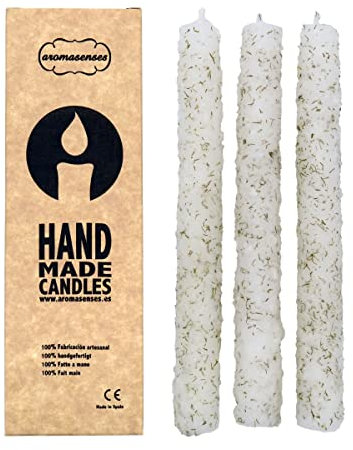 Aromasenses.- Velas Artesanales (2 cm x 20 cm) 3 Unidades (Velas de Sal y Hierbas)