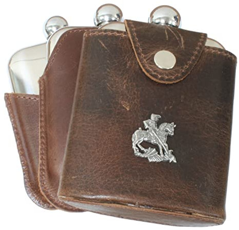 St George and The Dragon Fastening Jacket 6oz Stainless Steel Hip Flask Free Engraving 577