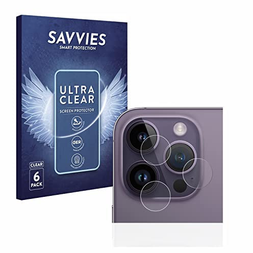 Savvies 6 Pack Screen Protector compatible with Apple iPhone 14 Pro (ONLY Camera Lens) Protection Film Clear