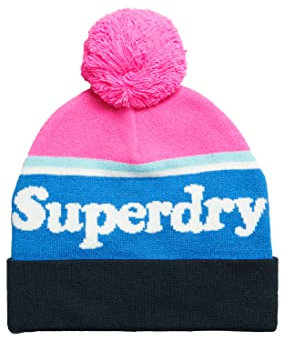 Superdry Damen Gorros Baskenmütze, Fluro Pink/Weiß, One Size
