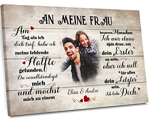 Love Faith An meinen Schatz (an sie) Paar-Leinwand 60 x 40 cm - Personalisiertes Wandbild als Geschenk für Frau/Freundin mit eigenem Foto