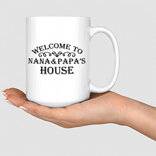 Welcome to Nana & papa's House weiße Tassen Kaffee Tee Tasse Life Zitate Stil Tasse Mock Up Einfarbig Tasse Mockup Wichteln Geschenk Weihnachten Tasse Weihnachten Geschenk Strumpffüller 425 ml