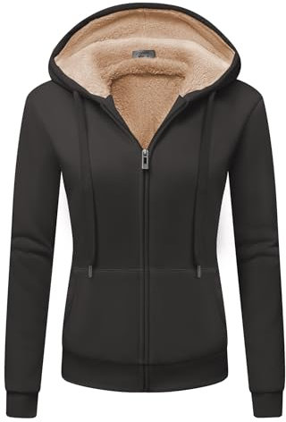 JACKETOWN Felpa con Cappuccio da Donna Giacca con Cappuccio da Donna con Cerniera di Base Spessa e Calda Maglione Maglione in Pile Maglione Slim Fit Autunno/Inverno Felpa Sportiva(Grigio-S)