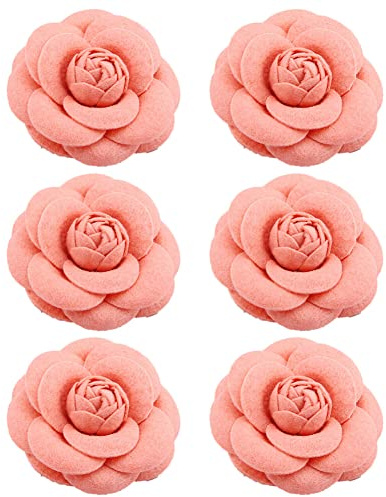 iSpchen Damen Brosche,6 Stück elegante Vintage Kamelien Blumen Broschen Ansteckblume Haarspangen Blumen Corsage Pins Haarschmuck Kleidung Dekorative Anstecknadel für Kleider,Hüte Anstecker Kragen